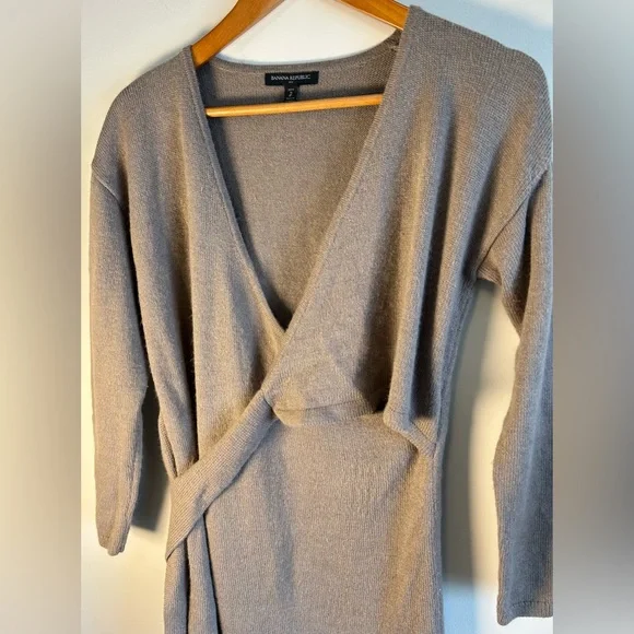 Banana Republic Women’s Long Sleeve Top Wrap Around Sweater Midi Dress Sz S EUC - Picture 5 of 8